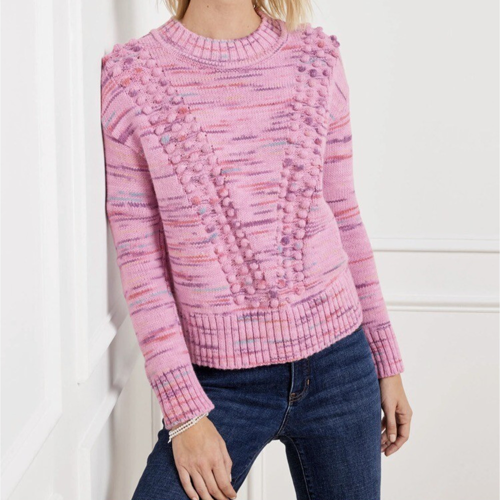 Talbots Pink Pom-Pom Crewneck Sweater
